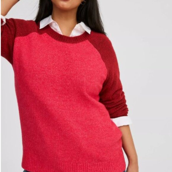 Torrid Red and Pink Long Sleeve Vegan Cashmere Pullover Crew Neck Sweater - Picture 11 of 11